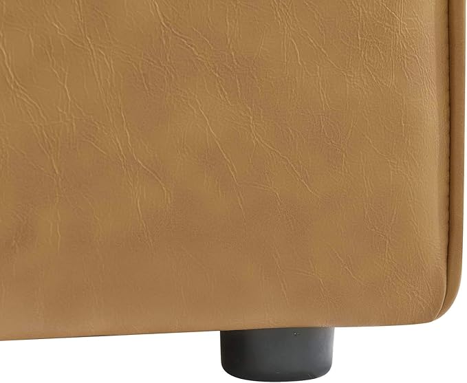Modway Mingle Vegan Leather Sectional Sofa Armless Chair in Tan