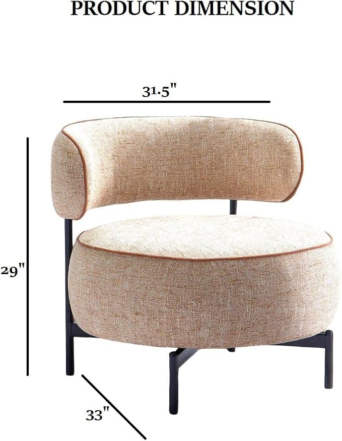 31.5” Modern Comfortable Swivel Chair with Curved BackrestExquisitely Elegant Decorative Chair with Metal LegsStylish Practical Reading Chairs for Living RoomBedroomStudyLight Brown