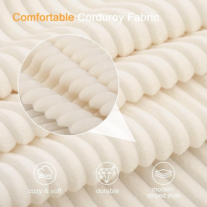 COMAX Futon Sofa Bed Convertible Folding Sofa Bed Boneless Couch Loveseat Corduroy with Pillows Small Foldable Floor Couch Comfy Lounge Sleeper for Living Room Bedroom Beige
