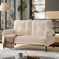 Corduroy Loveseat for Living Room &amp Bedroom - Modern 2-Seater Sofa with Storage PocketsSolid Wood Frame High-Density FoamComfortable Compact Couch for Small Spaces500 lb Capacity (Beige)