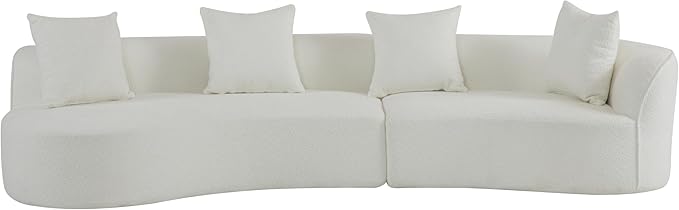 Christopher Knight Home Braebt 126 Modular Sofa with 4 Throw Pillows Curved 5-Seater Large Sofa Couches Comfy Upholstered Sectional Cloud Couch for Living Room Study No Assembly Required Beige