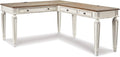 Signature Design by Ashley Realyn Cottage L-Shaped Distressed 2-Piece Home Office Desk with Power Supply and USB Ports White &amp Light Brown
