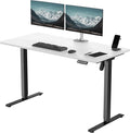 48 x 24 in One-Piece Electric Standing Desk Adjustable Height Sit to Stand Up Desk for Home Office Work &amp Study Black Frame &amp White Desktop (2 Packages)