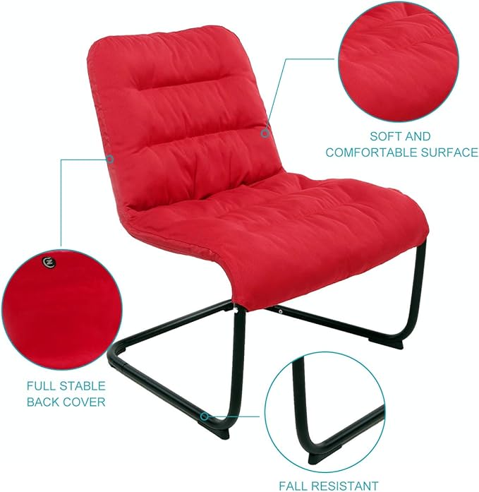 Durable Metal Modern Chair with Soft Comfortable Cushion Red - Ideal for Bedrooms Living Rooms Dorms Indoor Spaces Accent and Lounging
