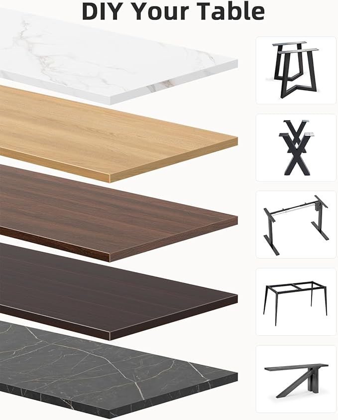 Universal 60 x 24 One-Piece Particle Board Table Top 1 Thick Desktop for Stand Up Height Adjustable Desk Frames Home Office Tabletop Countertop DIY Black Marble