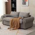Panana Modern 2 Seater Loveseat Sofa Couch with Storage Dark Grey or Light Color Choice of Curved Sock or Track Arm Design (Light Gray 3 Seater - Ruched Arms)