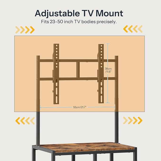 HOOBRO Small TV Stand with Wheels and Mount for 50 Inch TVs Mobile Rolling TV Stand with Storage Shelves Small Entertainment Center for Living Room Bedroom Study Rustic Brown BF37DS01