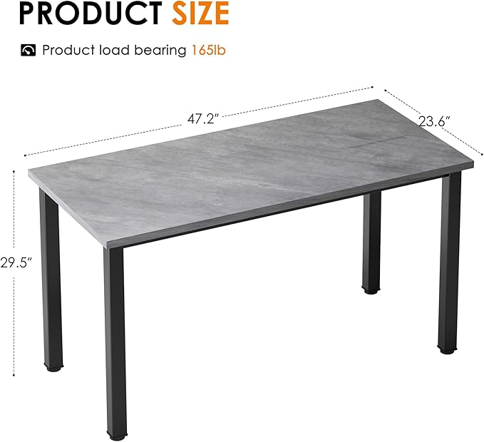 Need Computer Desk 47 inch Home Office Desk Modern Simple Style Home Office Gaming Desk Basic Writing Table for Study Student Black Metal Frame Grey