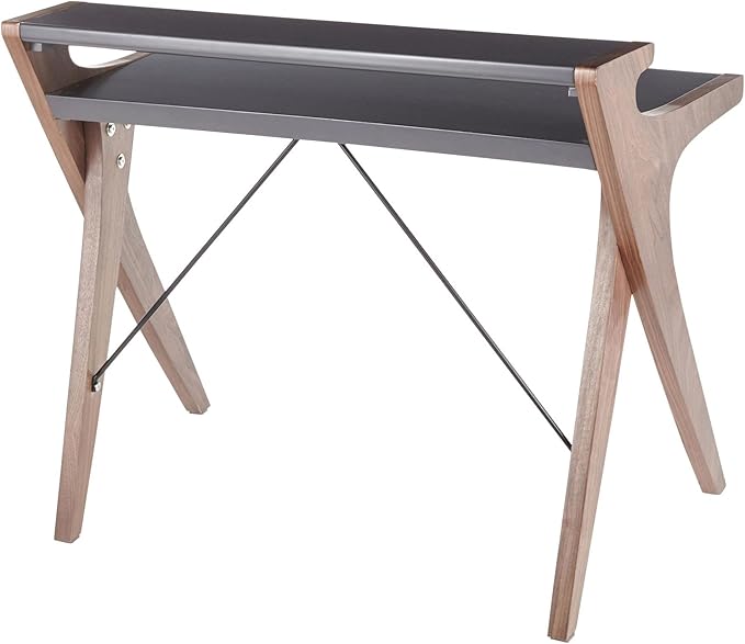LumiSource Archer Walnut Desk Home Office Desk Computer Desk Small Desk for Bedroom Gaming Desk Contemporary Desk