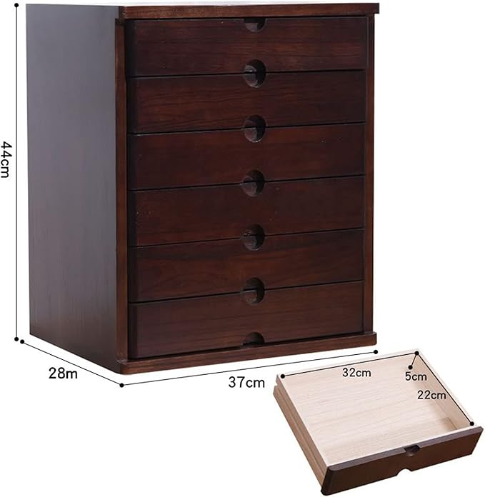 Solid Wood File Cabinet 6-Layer Office Desktop Storage Box File Storage Box Can Store A4 Paper Files and Documents
