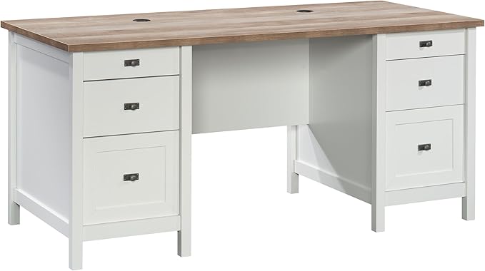 Sauder Cottage Road Executive Desk White Finish