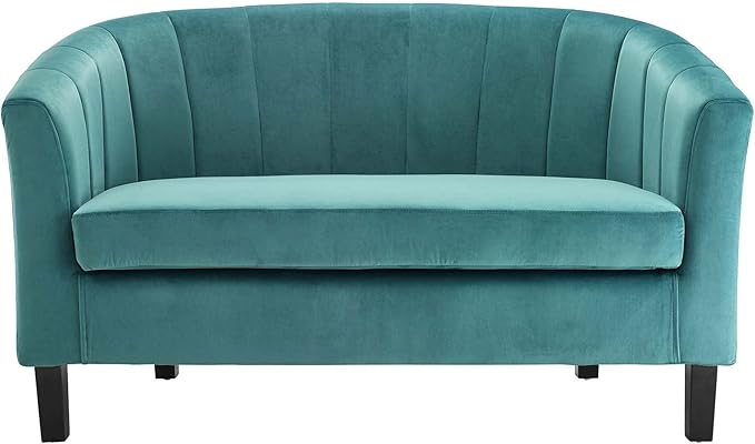 Modway Prospect Channel Tufted Upholstered Velvet Loveseat Teal