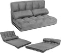 KOMFOTT Adjustable Floor Sofa Bed Foldable Lazy Sofa Sleeper with 6 Position Backrest &amp 2 Pillows Convertible Futon Couch with Suede Cloth Cover Lounge Recliner for Living Room