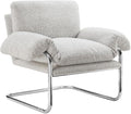 Modway Ansel Boucle Accent Chair in Newsprint - Fabric Lounge Chair for Living Room Bedroom - Upholstered Corner Reading Chair with Arms and Removable Cushions
