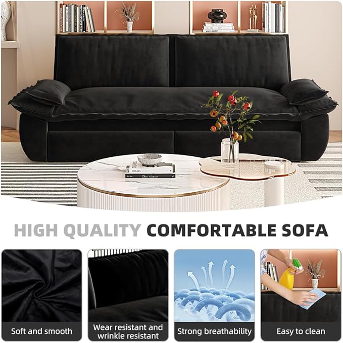 73.2 Oversized Convertible Loveseat Sleeper Sofa Bed for Living Room Queen Size Pull Out Sofabed 3 in 1 Cloud Upholstered Pullout Lounge Sofa Couch with Pillow-top Armrest