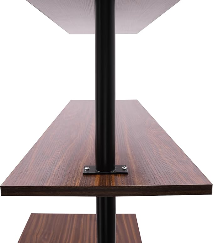 2-Shelf Industrial Wall Mount LadderWall Mount Computer Desk Writing DeskIndustrial Bookcase Desk with ShelvesFloating Desk with Storage Wall Table for Home Office Brown (47.2×20×79)