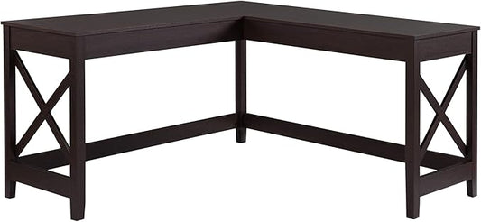 57 L Shaped Corner Desk Computer Home Office Desk and Writing Table Brown