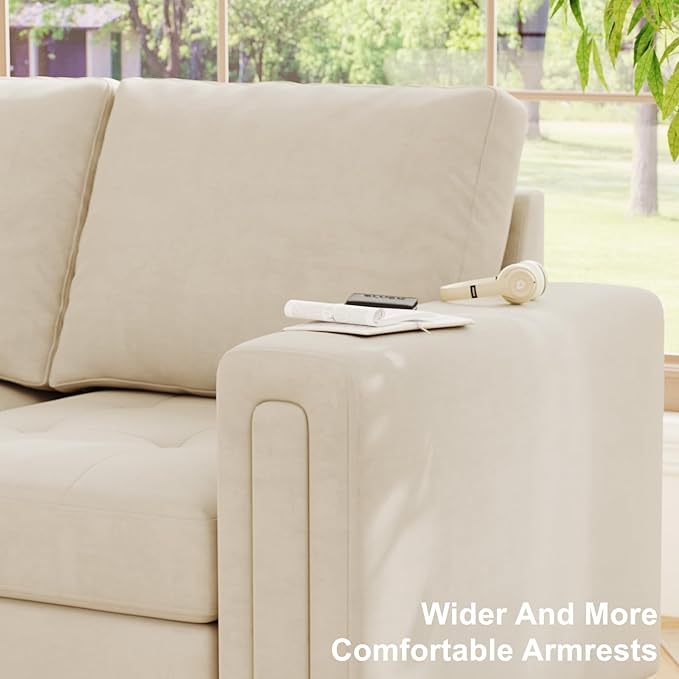 Belffin Modular Sectional Sofa L Shaped Couch with Reversible Chaises 6-Seater Convertible Sectional Sofa Couch Velvet Corner Sofa Beige