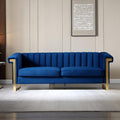 83'' Blue Velvet Couch Sofa Mid-Century Modern Love Seat Chesterfield 3 Seat Couches Sofa for Living Room Apartment (Blue)