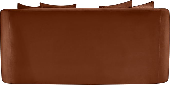 Meridian Furniture 699Cognac-L Alder Collection Modern | Contemporary Loveseat with Ultra Luxe Cognac 460 GSM Velvet Solid Wood Frame 66 W x 36 D x 30 H Cognac