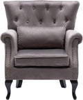 chairus Mid-Century Modern Accent Chair Comfy Tufted Single Sofa Chair Wingback Armchair with Pillow for Club Living Room Bedroom - Velvet Grey