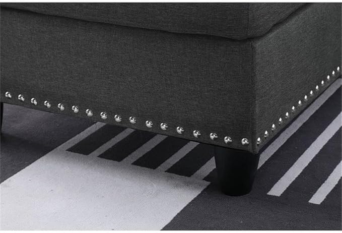 Devion Furniture Polyester Fabric Sectional Sofa with Lift-top Storage Ottoman Tufted Design in Gray Finish