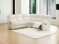 Living Room Furniture Set L-Shaped Sectional Sofa Fluff Fabric Recliner Adjustable Manual Sofa Set for Living Room OfficeApartmentRv Car（Off-White）