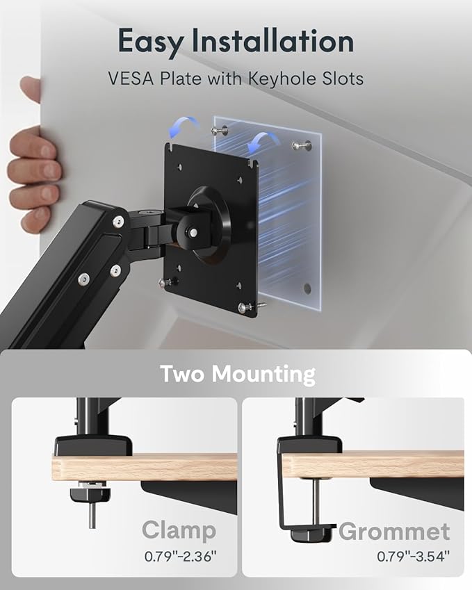 FLEXISPOT EN2 55''x28'' Standing Desk with Monitor Mount Bundle 1 Thick One-Piece Desktop Fully Adjustable Single Monitor Arm with Cable Management Bundle for Office Gaming &amp Study Rustic Br