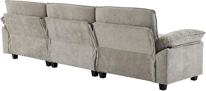 Karl home Sectional Sofa Modular Deep Seat Sofa Couch with Ottoman Chenille Sofa Sleeper Comfy Upholstered Furniture for Living Room Apartment Studio Office (3-Seat &amp 1-Ottoman Light Gray)