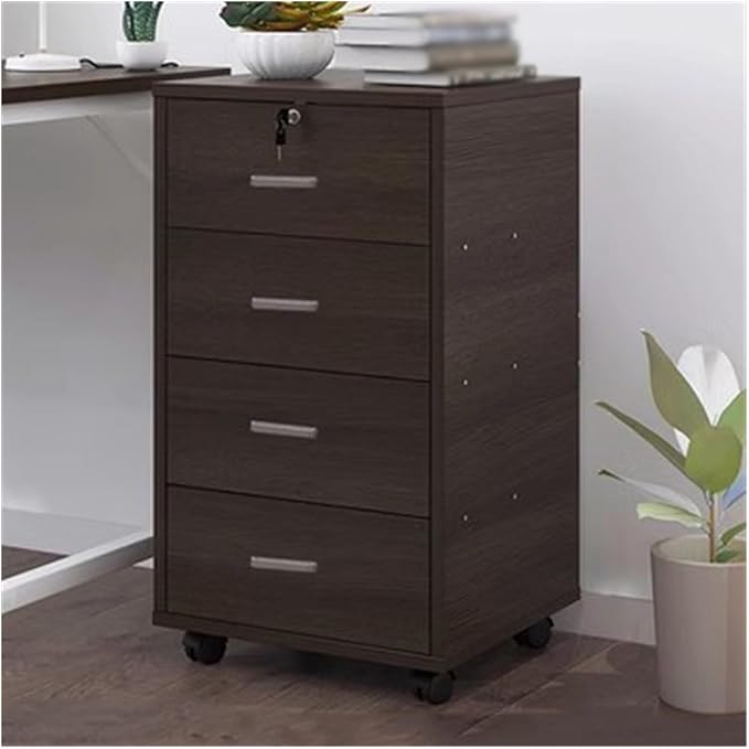 Office File Cabinet Wooden Base Cabinet Four Drawer File Cabinet Lockable Storage File Cabinet with Removable Wheels File Cabinet (Color :