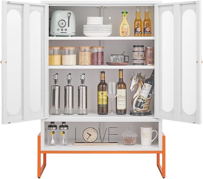 Suitable for Steel Storage cabinets in Living Rooms Kitchens and bedrooms and Office File Cabinet 2 Movable partitions (WG-White)