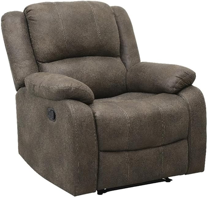 Lexicon Fairview Polished Microfiber Upholstered Manual Recliner in Brown