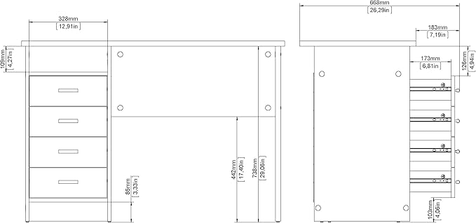Tvilum Warner Desk with 4 Drawers White