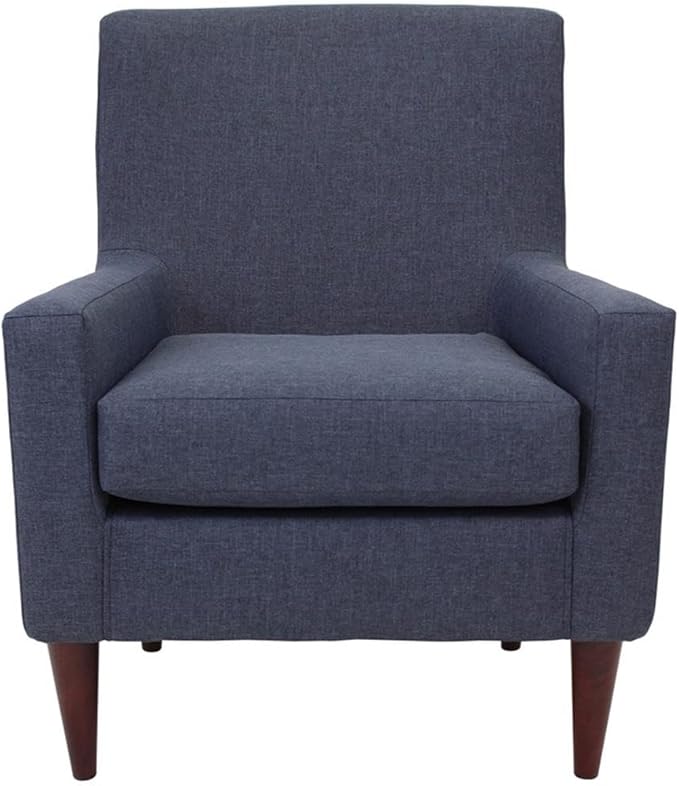 Pemberly Row Traditional Fabric Arm Chair Navy Blue Finish Woven Fabric Padded Seat Durable Construction 34.5 H x 28 W x 30 D Classic Design for Living Room or Accent Seating