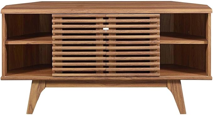 Modway Render Mid-Century Modern Low Profile Corner Media TV Stand in Wal 15 x 46 x 23