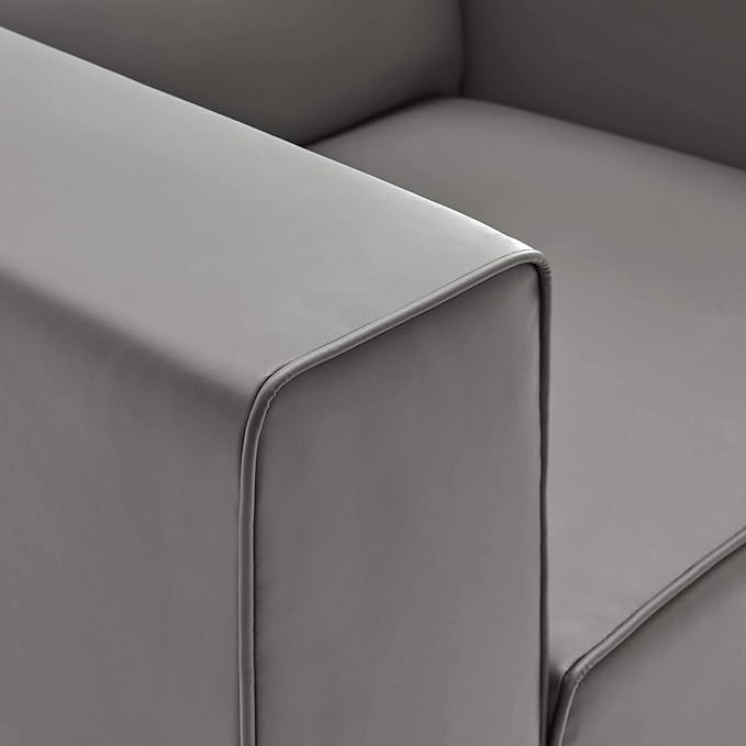 Modway Mingle Vegan Leather Lounge Armchair in Gray