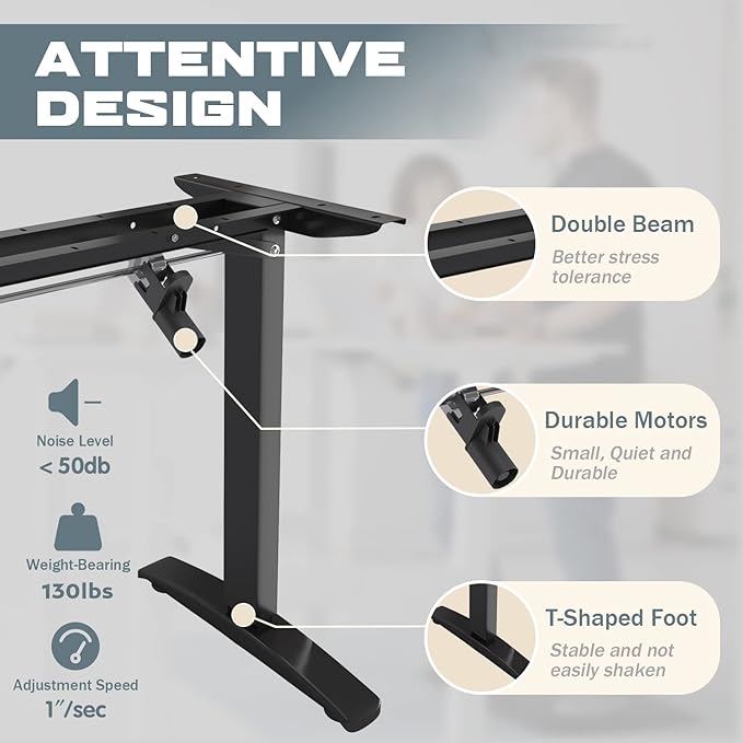 Furmax Electric Height Adjustable Standing Desk Large 40 inch Sit Stand up Desk Home Office Computer Desk Memory Preset with T-Shaped Metal BracketCarbon Black