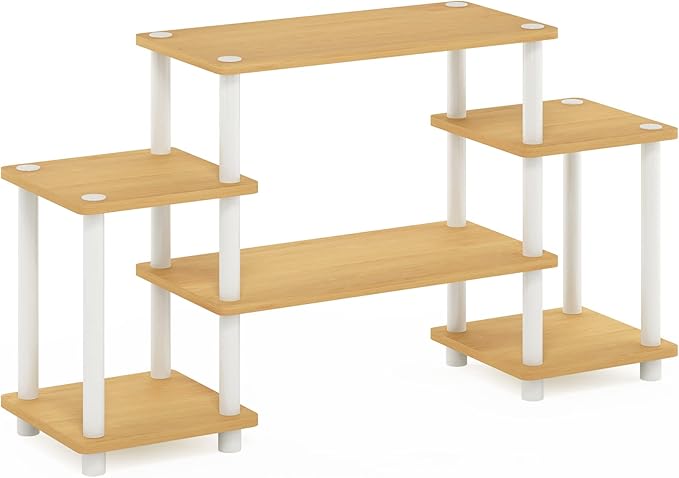 Furinno Turn-N-Tube No Tools Entertainment TV Stands Beech/White Square Corner