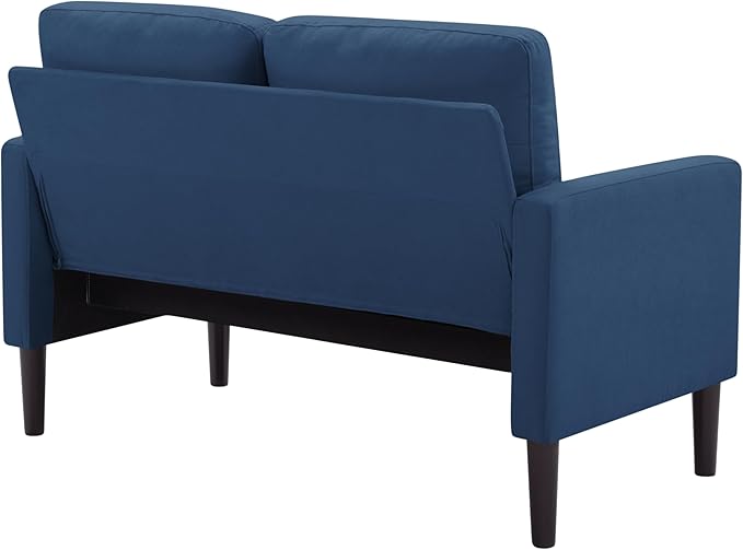 Loveseat Sofa Small Couch for Small Spaces Modern Linen Fabric 2-Seater Sofa with Solid Wood Legs Easy Assembly Apartment Couch for Living Room Office (Blue)