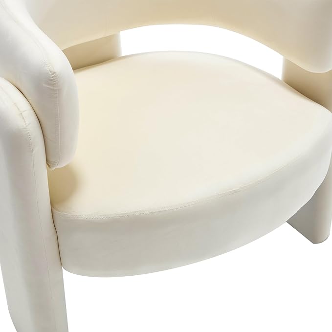 Barrel Accent Chairs Set of 2 Mid Century Modern Upholstered Living Room Chairs with Wooden Legs Comfy Velvet Reading Arm Chair for Bedroom Makeup Room Beige