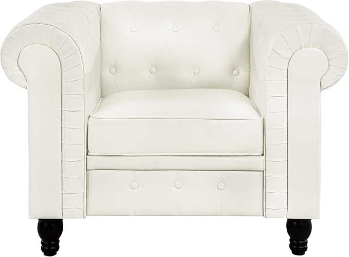 Naomi Home Emery Accent Chair Off White - Compact Tufted Elegance