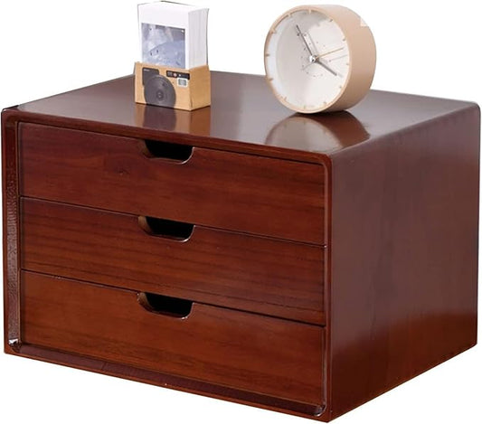 Multi-Layer Drawer Storage Box Solid Wood Flat File Cabinet A4 Treatment Storage Cabinet For Home Desktop Office(Color:CSize:3 drawer)