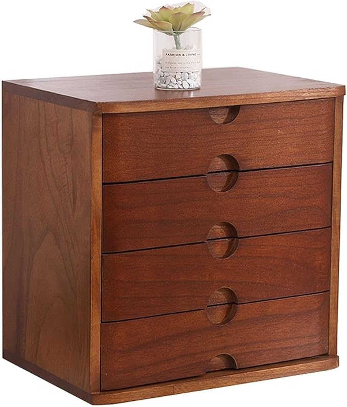 Desktop File Cabinet - Desktop Organizer Storage Box - Solid Wood Filing Cabinet 4 Floor Storage Box Shelf Small Office Desktop Storage Box Chest of Drawers Put A4 Paper (A)