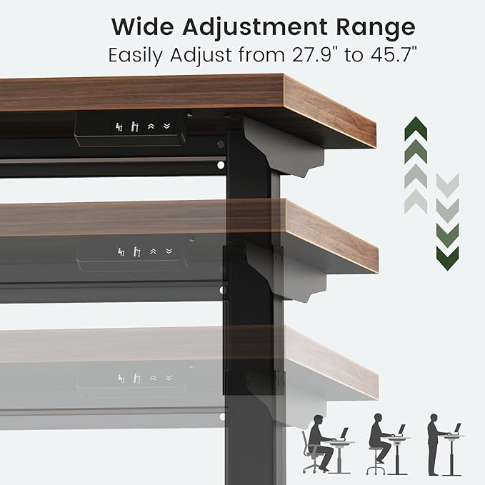 Electric Standing Desk with Storage Cabinet Adjustable Height Executive Desk with Credenza Home Office Workstation with A Engineered Wood 1.18 Solid Desktop Black Walnut