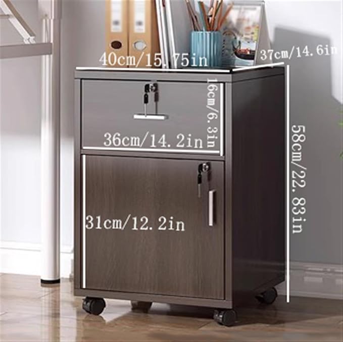 HASMI Filing Cabinet Office Filing Wooden Removable Low Cabinet with One Drawer One Storage Cabinet Filing Cabinet Lockable Storage Filing Cabinet Storage Cabinet (Color : Brown) yuqing2022