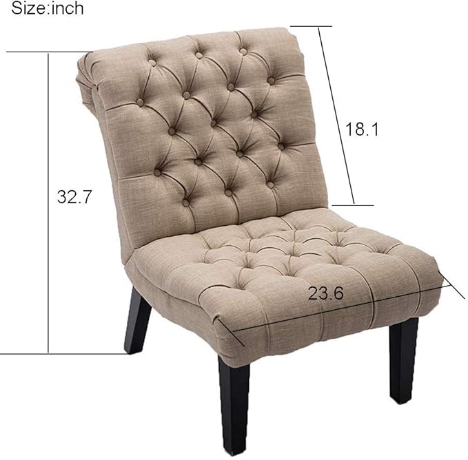 HAOBO Home Armless Accent Chair Button Tufted Slipper Chair Side Chair for Living Room Bedroom Funiture