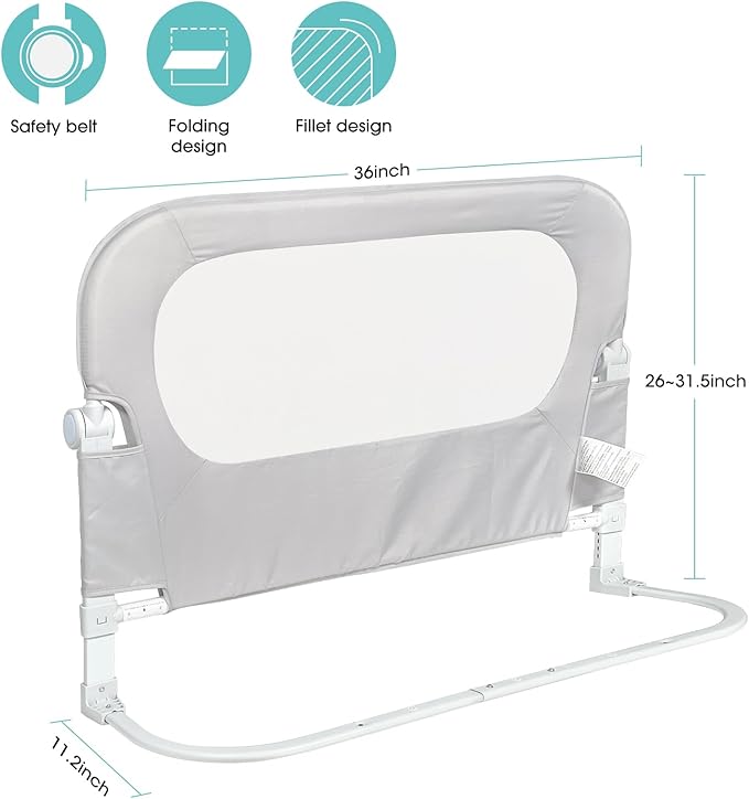 Baby Bed Rail Guard for Toddlers - 35.1 Toddler Bed Side Rails for Crib Twin Full Queen Bunk Size Bed Swing Down Bedrail Extral Tall Child Safety Side Railing Guards for Kids