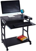 Small Mobile Rolling Computer DeskWooden Modern Office Computer DeskHome Office Laptop WorkstationSofa Bedside Laptop Tablewith Wheelsfor Small Spaces Bedroom Living Room Apartment (Black)