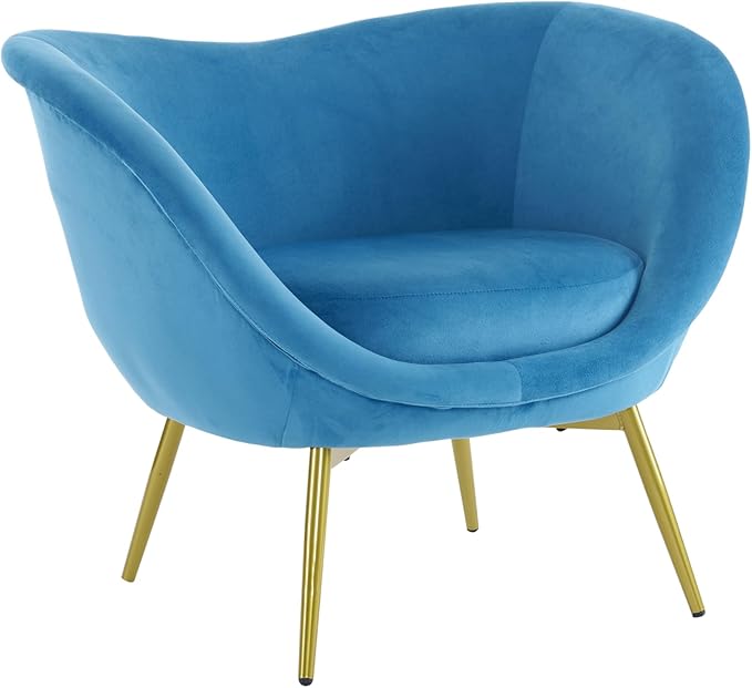 Modern Accent Chair for Living Room Lounge Chair for Bedroom with Gold Metal Legs Vanity Chair for Makeup Room Velvet Teal