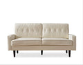 Container Furniture Modern Style Faux Leather Sofa with Elegant Round Tapered Legs and Button Tufted Backrest Perfect for Living Room Bedroom or Home Office 69.3’’ Wide White
